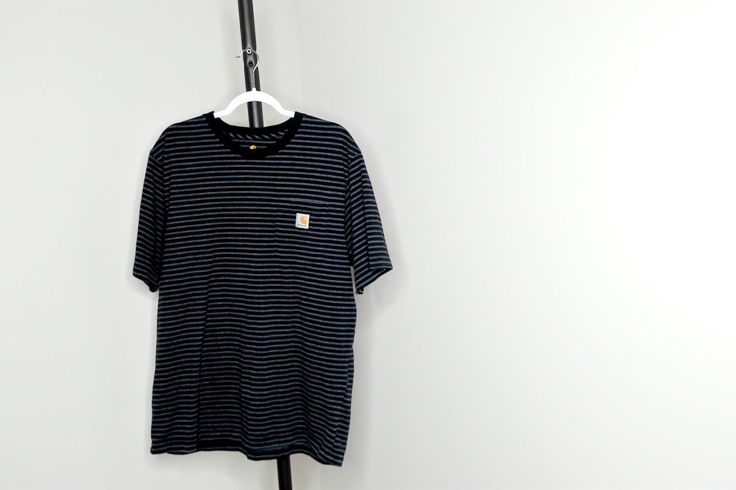 Black and grey striped Carhartt pocket T Shirt - L