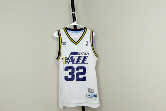 White HWC Utah Jazz Karl Malone Jersey - M