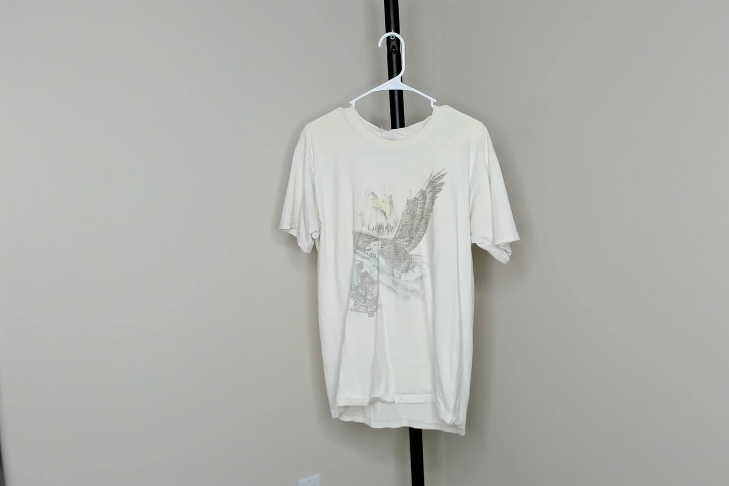 White Faded Eagle T Shirt - L