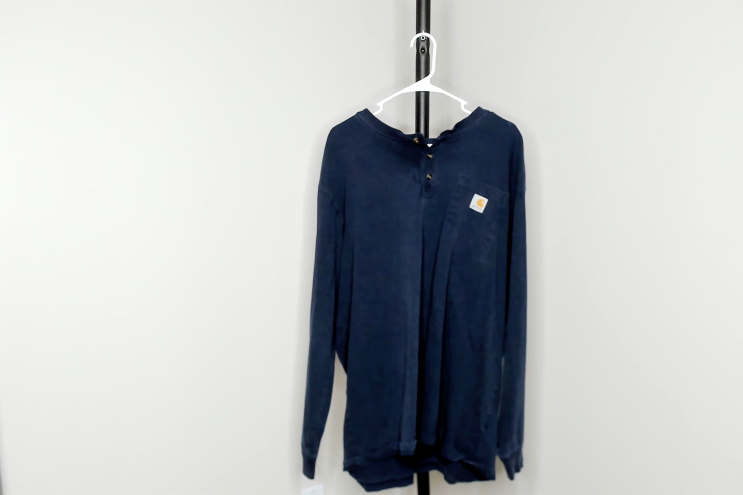 Navy Blue Carhartt Long Sleeve Pocket T Shirt - 2XL